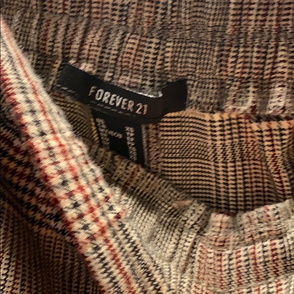 Forever 21 wide leg plaid pant with red velvet - Picture 4 of 4